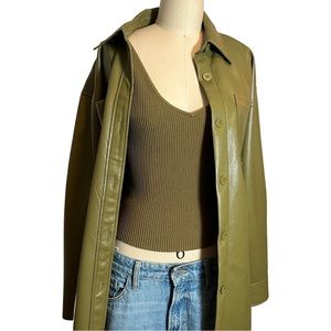 Green vegan leather Jacket (matching shirt)